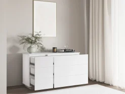 Cómoda escandinava NAPOLI - 6 gavetas - Branco e cinzento