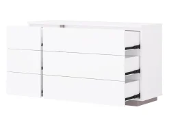 Cómoda escandinava NAPOLI - 6 gavetas - Branco e cinzento