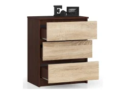 Cômoda Estilo Moderno K60 3 Gavetas - Wenge/Sonoma 60x77x40 cm