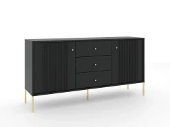 Cômoda Iseo 2P3G Preto/dourado/dourado