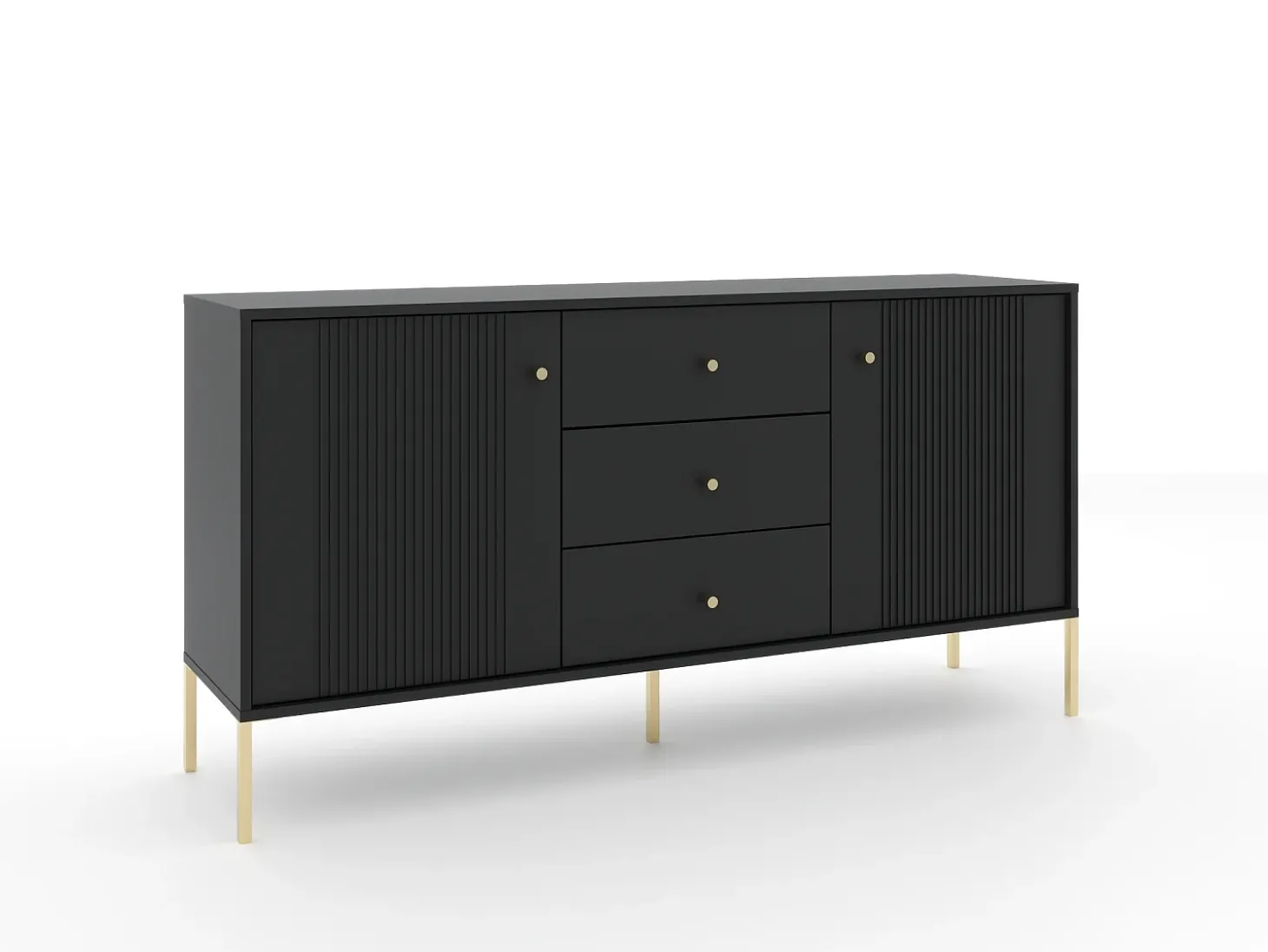 Cômoda Iseo 2P3G Preto/dourado/dourado