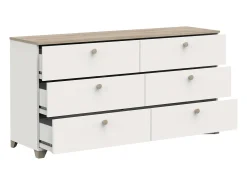 Cômoda Izzy Branco Fosco Carvalho Kronberg 150x77cm Estilo Nórdico