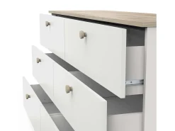 Cômoda Izzy Branco Fosco Carvalho Kronberg 150x77cm Estilo Nórdico