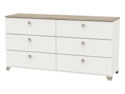 Cômoda Izzy Branco Fosco Carvalho Kronberg 150x77cm Estilo Nórdico