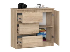 Cômoda Jerry D80 - 1 Porta 3 Gavetas Carvalho Sonoma 80x77x35cm