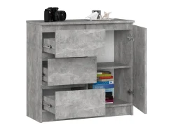 Cômoda Jerry K80 1 Porta 3 Gavetas Cor Beton 80x77x35 cm