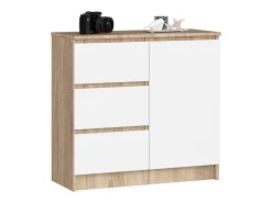Cômoda Jerry K80 1 Porta 3 Gavetas Carvalho Sonoma/Branco