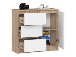 Cômoda Jerry K80 1 Porta 3 Gavetas Carvalho Sonoma/Branco
