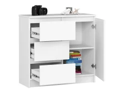 Cómoda Jerry K80 Branca 1 Porta 3 Gavetas - 80x77x35cm