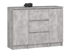 Cômoda K100 2 Portas 3 Gavetas Estilo Clássico Acabamento Beton