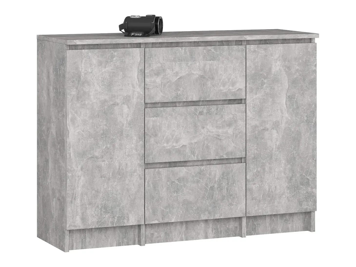 Cômoda K100 2 Portas 3 Gavetas Estilo Clássico Acabamento Beton
