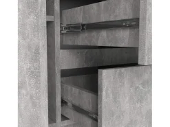 Cômoda K100 2 Portas 3 Gavetas Estilo Clássico Acabamento Beton
