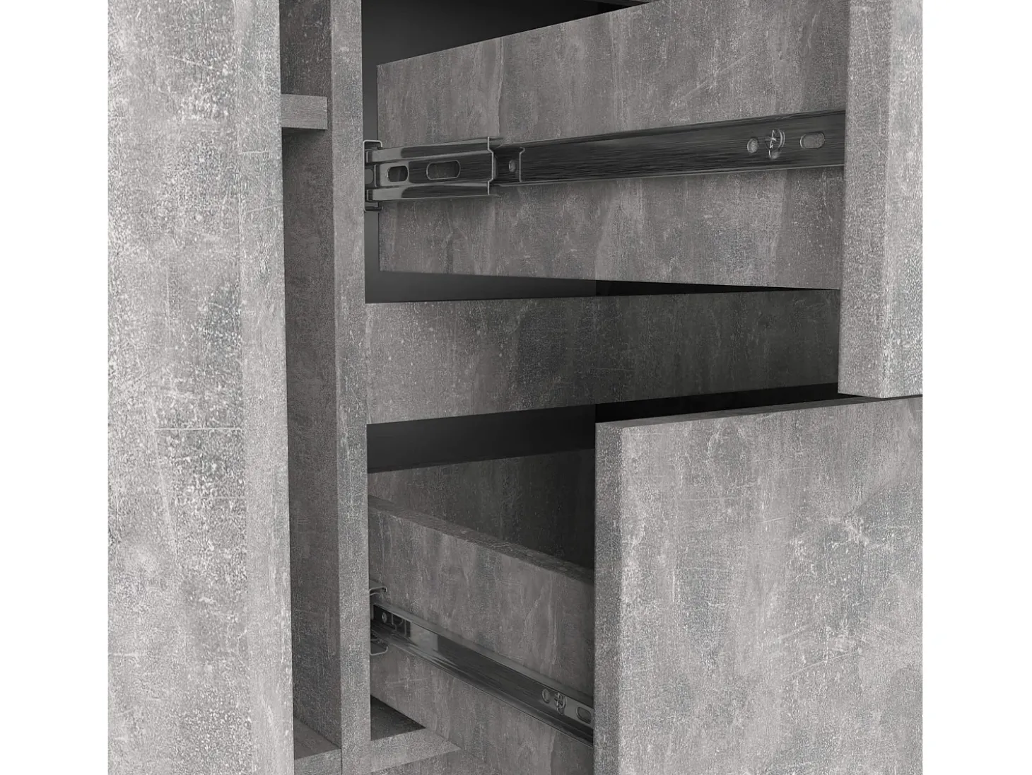 Cômoda K100 2 Portas 3 Gavetas Estilo Clássico Acabamento Beton