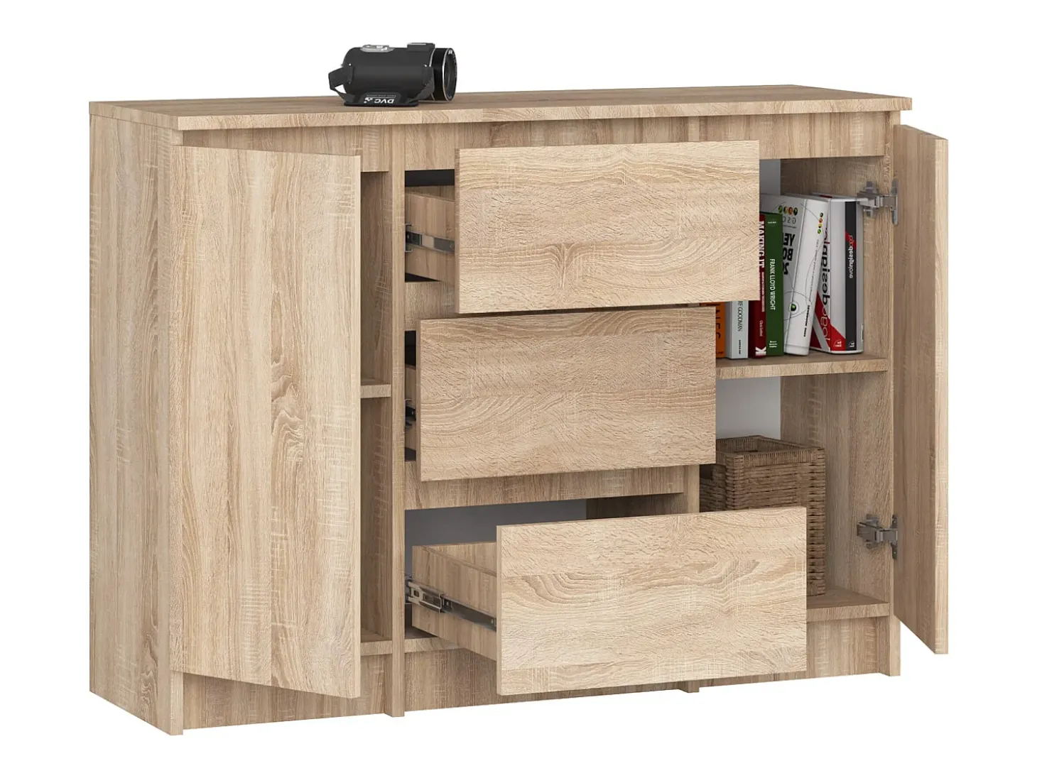 Cômoda K100 Carvalho de Sonoma 2 Portas 3 Gavetas 101x76x35 cm
