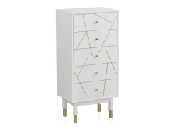 Cómoda lacada branca com 5 gavetas