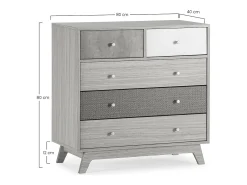 Cômoda Maia 5 gavetas multicoloridas