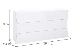 Cômoda Mauro, cômoda com 6 gavetas, cômoda de quarto, 100% Fabricado na Itália, branco brilhante, 155x40h82 cm