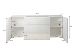 Cômoda moderna 150 cm para sala – cômoda com gavetas e portas, bege caxemira mate
