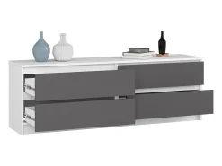 Cômoda Moderna Bicolor | 4 Gavetas | Branco & Cinza Fosco | 160 cm