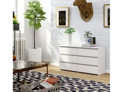 Cômoda Moderna 100cm 6 Gavetas Branca Laminada