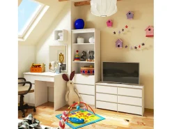 Cômoda Moderna 100cm 6 Gavetas Branca Laminada