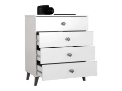 Cômoda Moderna MOBI K-04, Branco e Preto, 4 Gavetas, 60x73x37 cm
