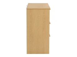 Cómoda natural clara com 4 gavetas em vime e puxadores em madeira, 80x38x80cm