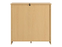 Cómoda natural clara com 4 gavetas em vime e puxadores em madeira, 80x38x80cm
