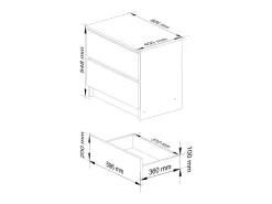 Cômoda Noc-Bia K60 2 Gavetas Branca - Moderna e Funcional 60x55x40cm