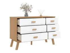 Cómoda OLDEN madeira de pinho maciça branco/castanho