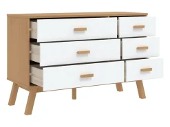 Cómoda OLDEN madeira de pinho maciça branco/castanho