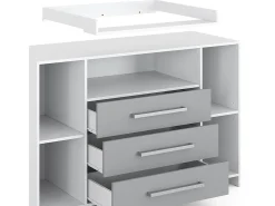 Cómoda para mudar de roupa branco/cinza 143x70x100 oskar
