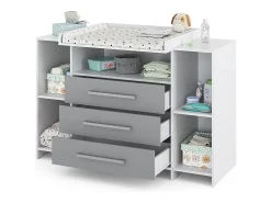 Cómoda para mudar de roupa branco/cinza 143x70x100 oskar