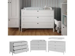 Cómoda para mudar de roupa branco 133x70x98.4 ajaton
