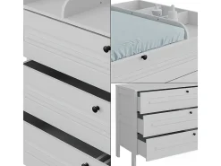 Cómoda para mudar de roupa branco 133x70x98.4 ajaton