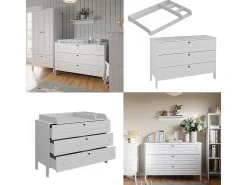 Cómoda para mudar de roupa branco 133x70x98.4 ajaton