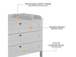 Cómoda para mudar de roupa branco 133x70x98.4 ajaton