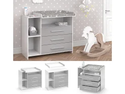 Cómoda para mudar de roupa branco/cinza 113x53x100 oskar