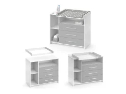 Cómoda para mudar de roupa branco/cinza 113x53x100 oskar