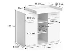 Cómoda para mudar de roupa branco 113x70x109 leonie