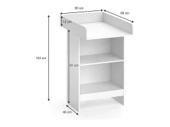 Cómoda para mudar de roupa branco 60x88x103 leo