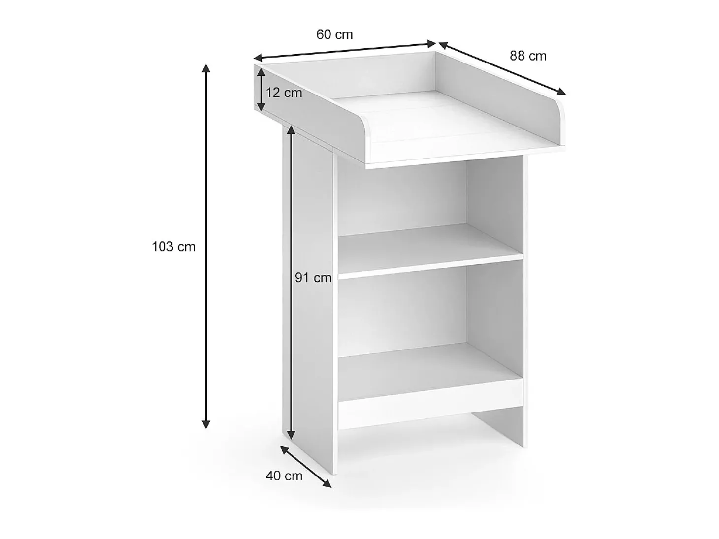 Cómoda para mudar de roupa branco 60x88x103 leo