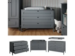 Cómoda para mudar de roupa cinza 133x70x98.4 ajaton