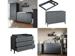 Cómoda para mudar de roupa cinza 133x70x98.4 ajaton