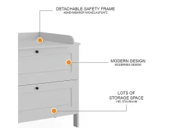Cómoda para mudar de roupa branco 108x70x98 ajaton