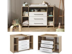 Cómoda para mudar de roupa branco/sonoma 143x70x100 oskar