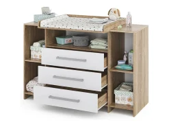 Cómoda para mudar de roupa branco/sonoma 143x70x100 oskar