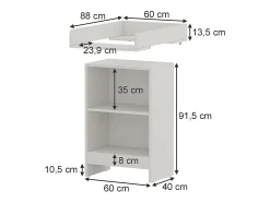 Cómoda para mudar de roupa branco 60x88x103.5 mona