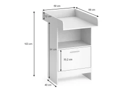 Cómoda para mudar de roupa branco 60x88x103 leo