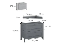 Cómoda para mudar de roupa cinza 108x70x98 ajaton